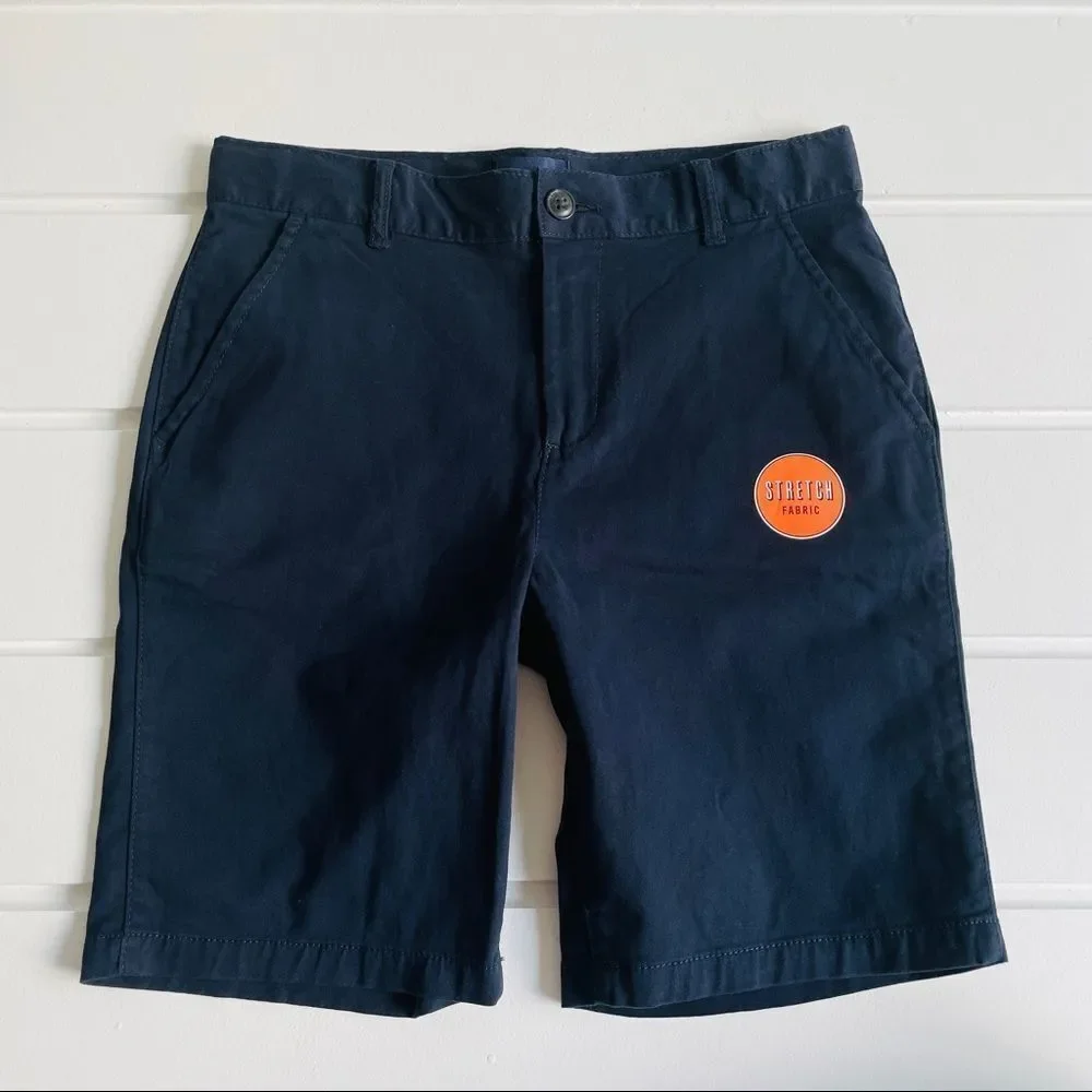 The Children's Place Boys Uniform Quick Dry Chino Shorts New Navy Size 10 Husky